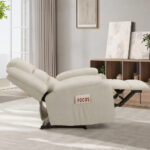 Oikiture Recliner Chair Padded Lounge With Side Pocket Polyester Beige - Image 7
