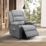 Oikiture Recliner Chair Padded Lounge With Side Pocket Polyester Grey - Image 8