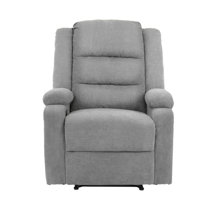 Oikiture Recliner Chair Padded Lounge With Side Pocket Polyester Grey - Image 3