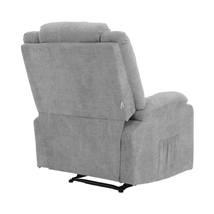 Oikiture Recliner Chair Padded Lounge With Side Pocket Polyester Grey - Image 9