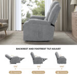 Oikiture Recliner Chair Padded Lounge With Side Pocket Polyester Grey - Image 5