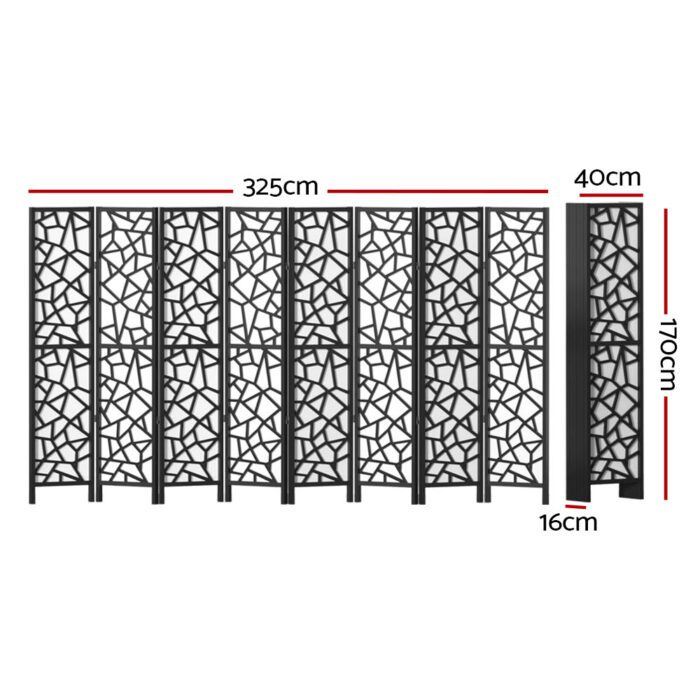 Artiss 8 Panel Room Divider Screen 325x170cm Clover Black - Image 2