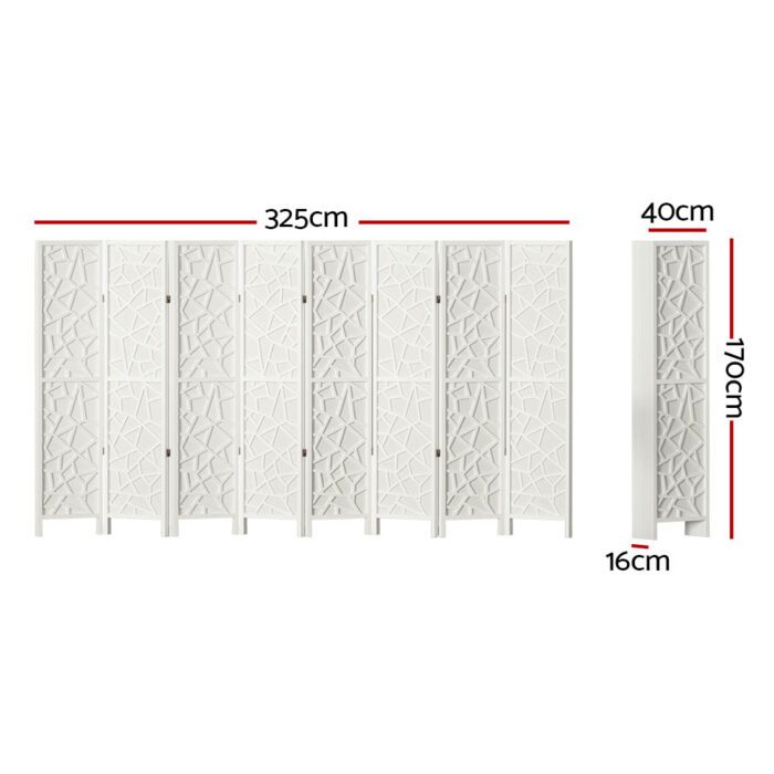Artiss 8 Panel Room Divider Screen 325x170cm Clover White - Image 2