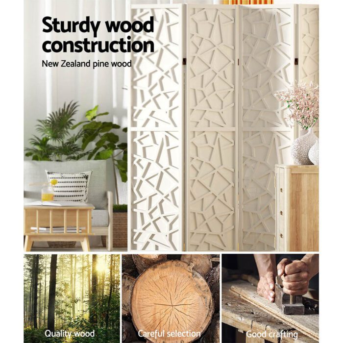 Artiss 8 Panel Room Divider Screen 325x170cm Clover White - Image 5