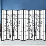 Artiss 8 Panel Room Divider Screen 348x179cm Bamboo Black White