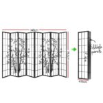 Artiss 8 Panel Room Divider Screen 348x179cm Bamboo Black White - Image 2