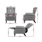 Artiss Recliner Armchair Grey Fabric Domini - Image 2