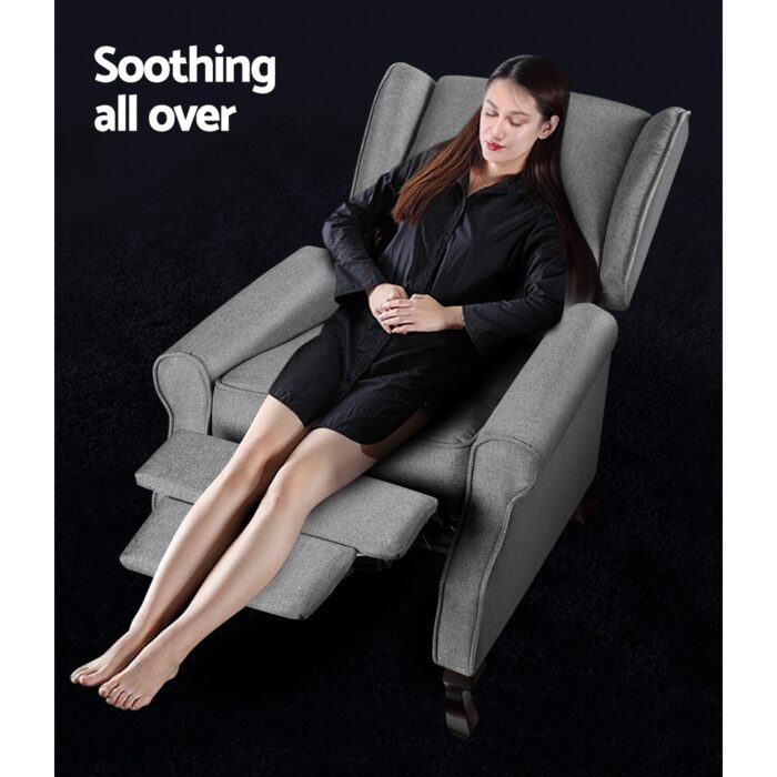 Artiss Recliner Armchair Grey Fabric Domini - Image 3