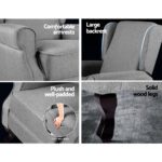 Artiss Recliner Armchair Grey Fabric Domini - Image 6