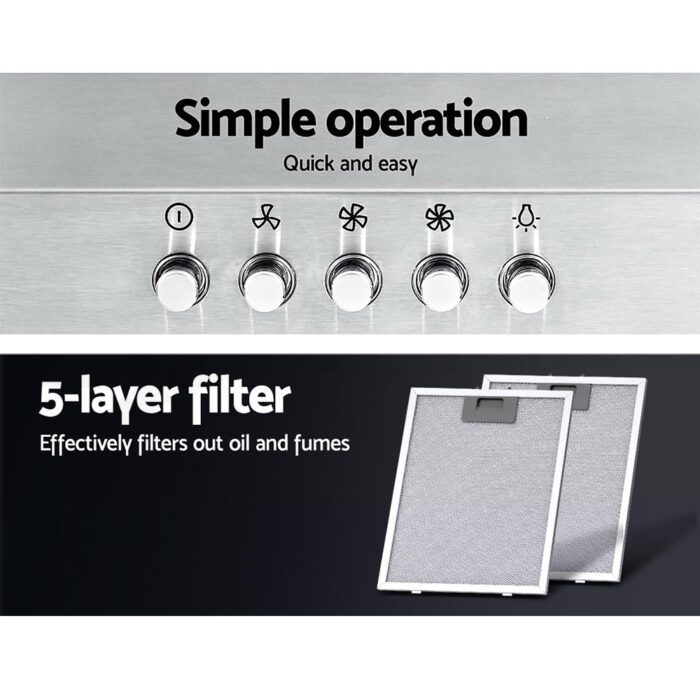 Devanti 600mm Range Hood 60cm Rangehood Stainless Steel - Image 4