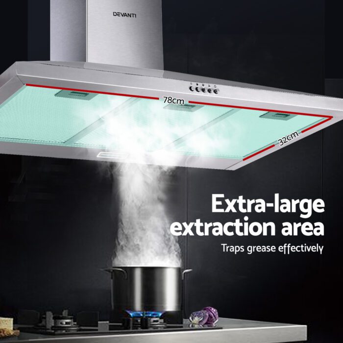 Devanti 900mm Range Hood 90cm Rangehood Stainless Steel - Image 5