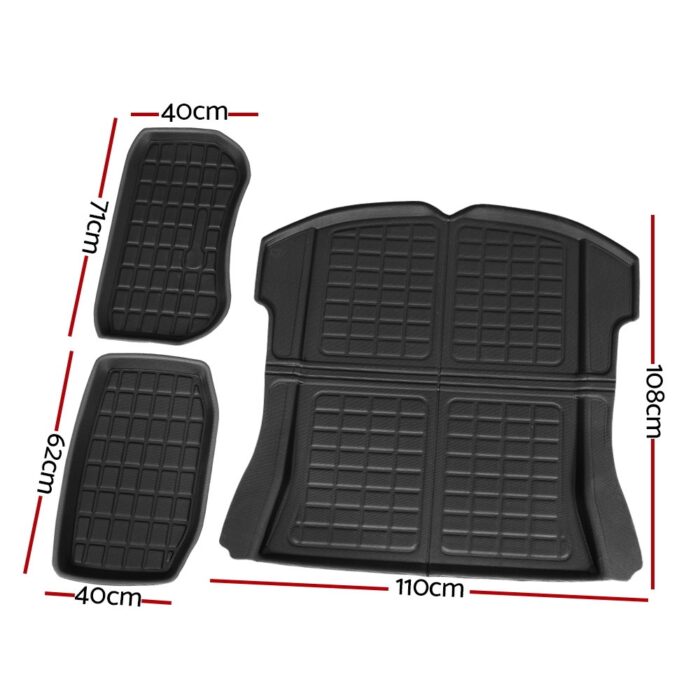3PCS Car Rear Front Cargo Trunk Toolbox Luggage Rubber Mats for Tesla Model 3 2021-2022 - Image 2