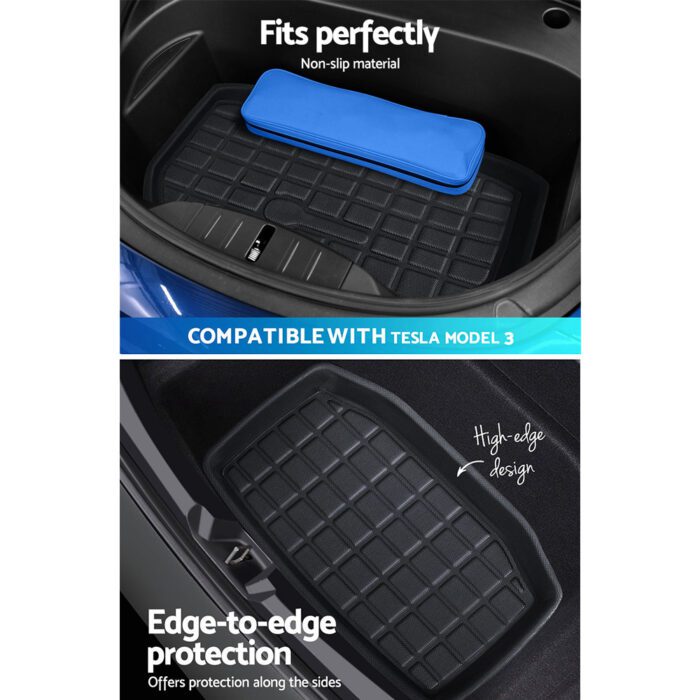 3PCS Car Rear Front Cargo Trunk Toolbox Luggage Rubber Mats for Tesla Model 3 2021-2022 - Image 6