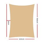 Instahut Shade Sail 6x8m Rectangle 185GSM 95% Sand Shade Cloth - Image 2