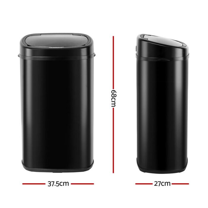 Devanti 58L Motion Sensor Bin Rubbish Automatic Black - Image 2