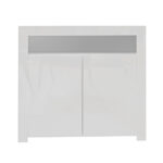 Oikiture Buffet Sideboard LED RGB High Gloss 2 Doors White - Image 3