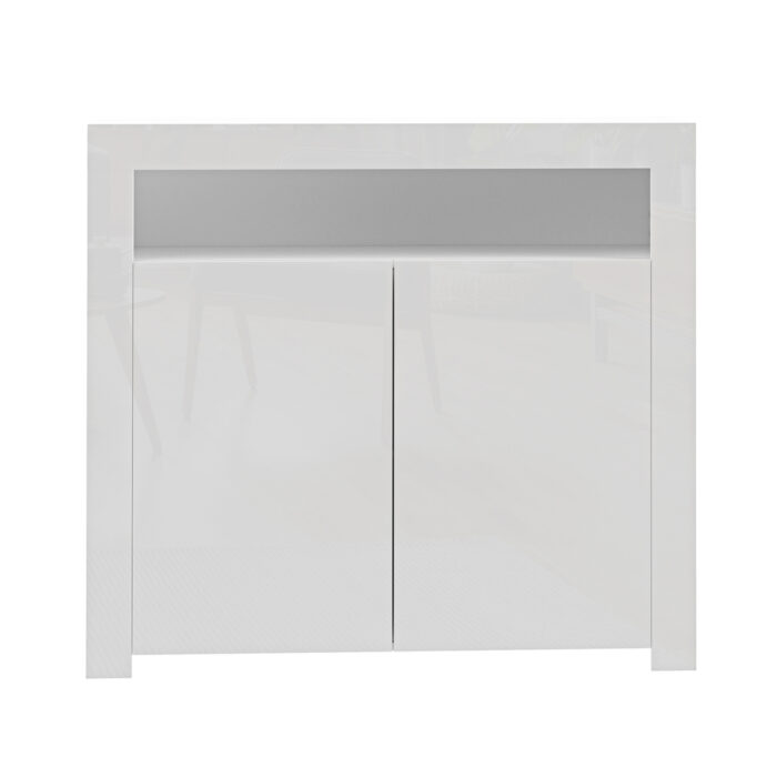 Oikiture Buffet Sideboard LED RGB High Gloss 2 Doors White - Image 3