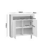 Oikiture Buffet Sideboard LED RGB High Gloss 2 Doors White - Image 2