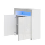 Oikiture Buffet Sideboard LED RGB High Gloss 2 Doors White - Image 7