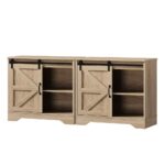 Oikiture 2x Buffet Sideboard Cabinet Storage Cupboard Oak