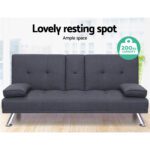 Artiss Sofa Bed 175CM Dark Grey Fabric - Image 4
