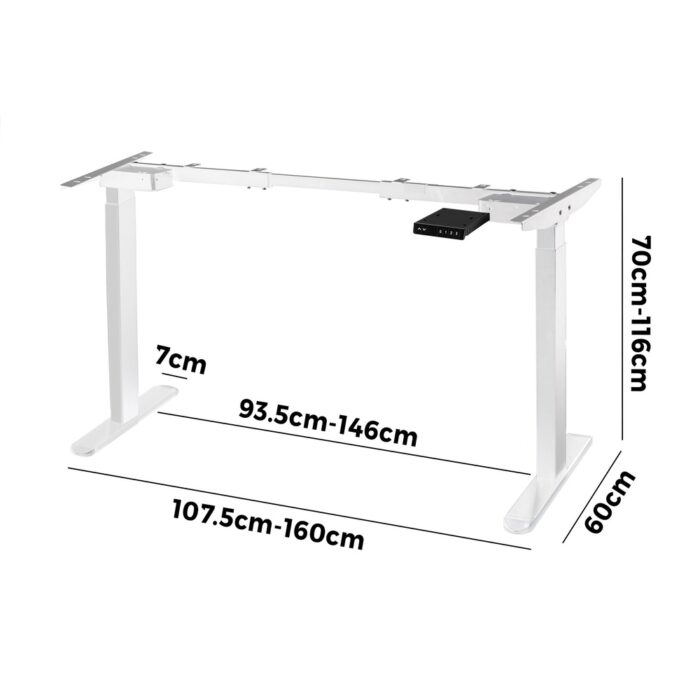Oikiture Standing Desk Frame Adjustable Dual Motor White - Image 3