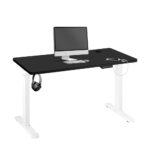 Oikiture Standing Desk Adjustable Motorised 140cm White&Black