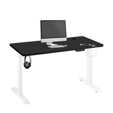 Oikiture Standing Desk Adjustable Motorised 140cm White&Black