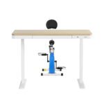 Artiss Under Desk Folding X-Bike with 120cm Automatic Standing Desk Magnetic Resistance Oak - Image 3