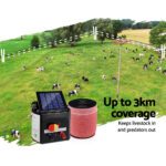 Giantz Fence Energiser 3KM Solar Powered Electric 1200M Poly Tape - Image 4