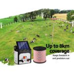 Giantz Fence Energiser 8KM Solar Powered Electric 400M Poly Tape Insulator - Image 3