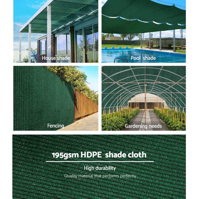 Instahut 90% Shade Cloth 1.83x30m Shadecloth Sail Heavy Duty Green - Image 4
