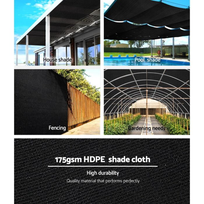 Instahut 70% Shade Cloth 1.83x50m Shade Cloth Sail Heavy Duty Shadecloth Garden Mesh Roll BK - Image 4