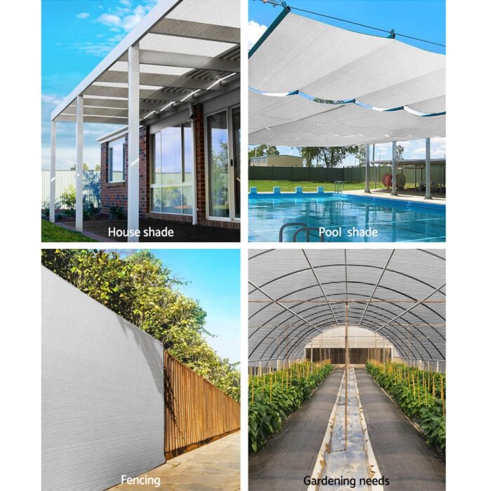 Instahut 50% Shade Cloth 3.66x10m Shadecloth Wide Heavy Duty White - Image 4