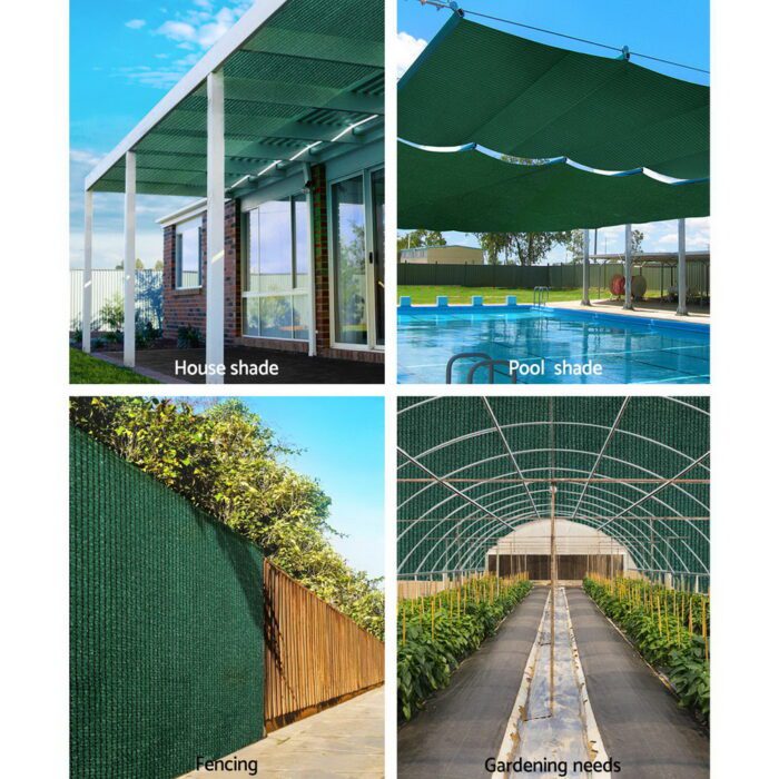 Instahut 90% Shade Cloth 3.66x10m Shadecloth Sail Heavy Duty Green - Image 4