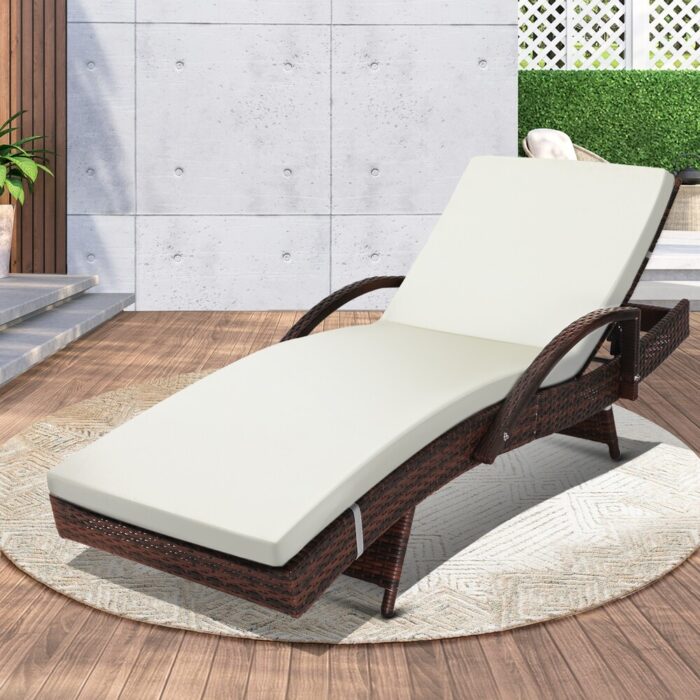 Livsip Outdoor Sun Lounger Waterproof Adjustable Beige&Brown - Image 5