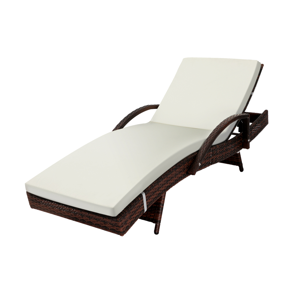 SL-B1-BRBG-01 Livsip Outdoor Sun Lounger Waterproof Adjustable Beige&Brown - Image 1