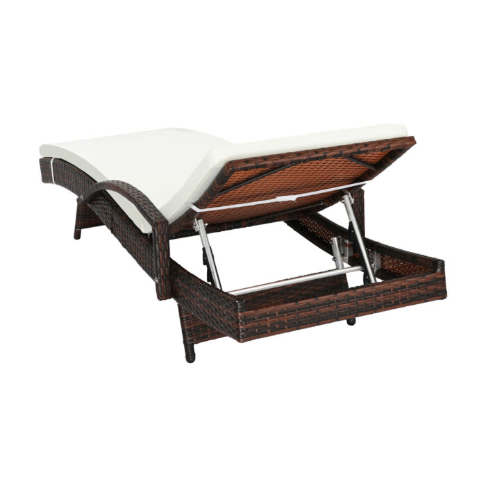 Livsip Outdoor Sun Lounger Waterproof Adjustable Beige&Brown - Image 6