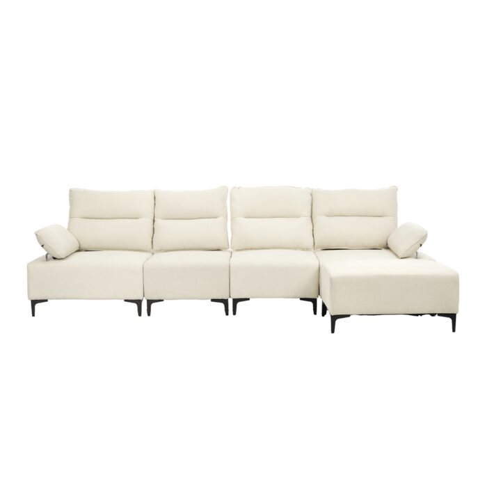 Oikiture 5 Seater Modular Sofa Chenille Couch Armrest Ottoman Set - Image 3