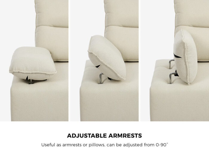 Oikiture 5 Seater Modular Sofa Chenille Couch Armrest Ottoman Set - Image 4