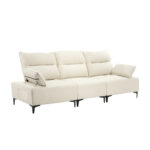 Oikiture 3 Seater Couch Sofa Chenille Adjustable Armrest Beige