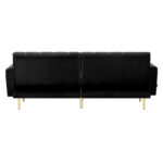 Oikiture 3-Seater Sofa Bed Velvet Black - Image 8