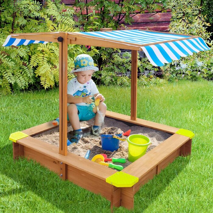 Mazam Sandpit Kids Toy Sandbox with Canopy 95 x 95 x 95cm - Image 6