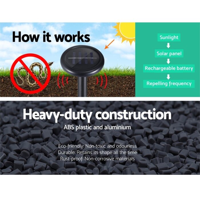 Gardeon Snake Repeller 12X Ultrasonic Solar Powered - Image 5