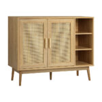 Oikiture Shoes Storage Cabinet 4 Closed & 3 Open Shelves