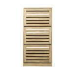Oikiture Shoe Storage Cabinet 3 Compartments with Rows Wooden - Image 2