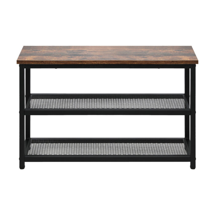 Oikiture Shoe Storage Bench with 2-Tier Mesh Shelf - Image 5