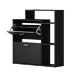 Oikiture Shoe Cabinet Storage 2 Doors with Display Shelves Black - Image 8