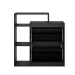 Oikiture Shoe Cabinet Storage 2 Doors with Display Shelves Black - Image 3