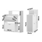 Oikiture Shoe Cabinet Storage 2 Doors with Display Shelves White - Image 2